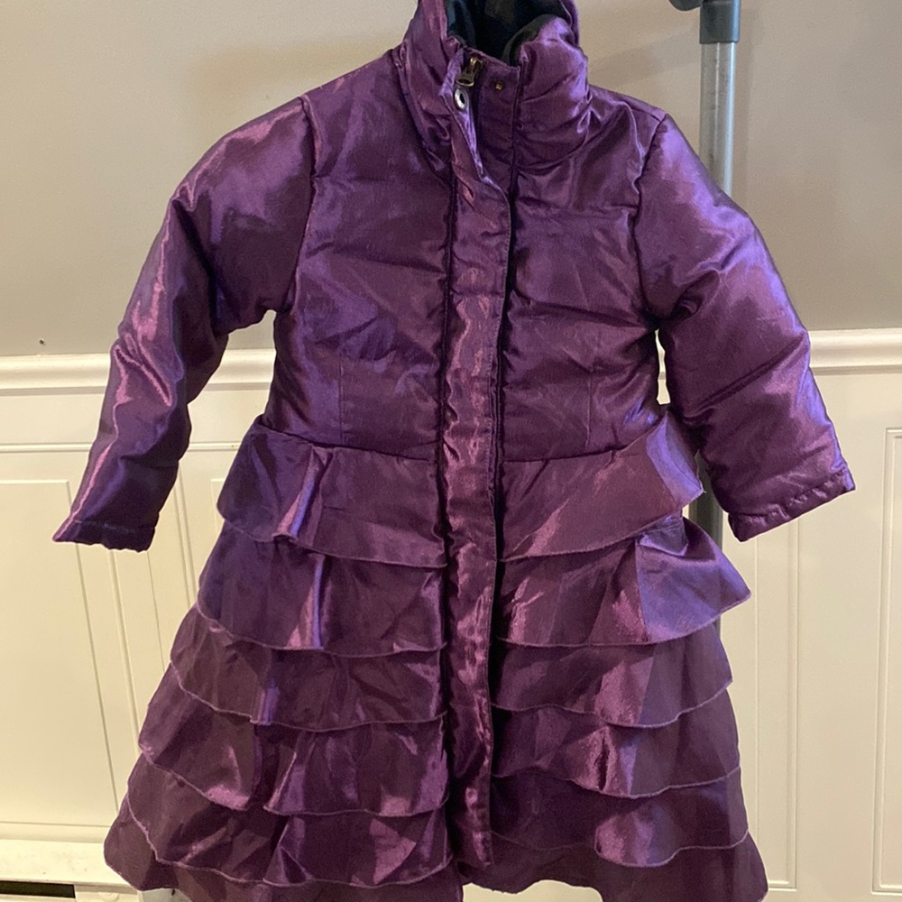 Lemon Loves Lime, princess ruffle coat in purple. Size 2-  like new condition.